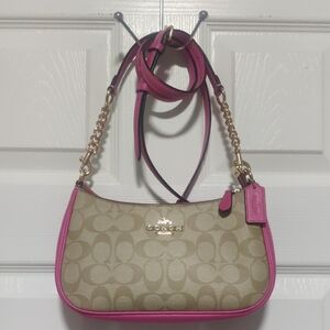 Coach Teri Beige and Pink Shoulder Bag